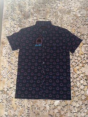 NWT Retro Rifle Men's Neon Print Short Sleeve Button Up Shirt